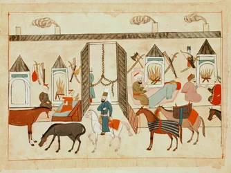Ms 1671 Inneres des Sultanspalastes in Istanbul, ca. 1580